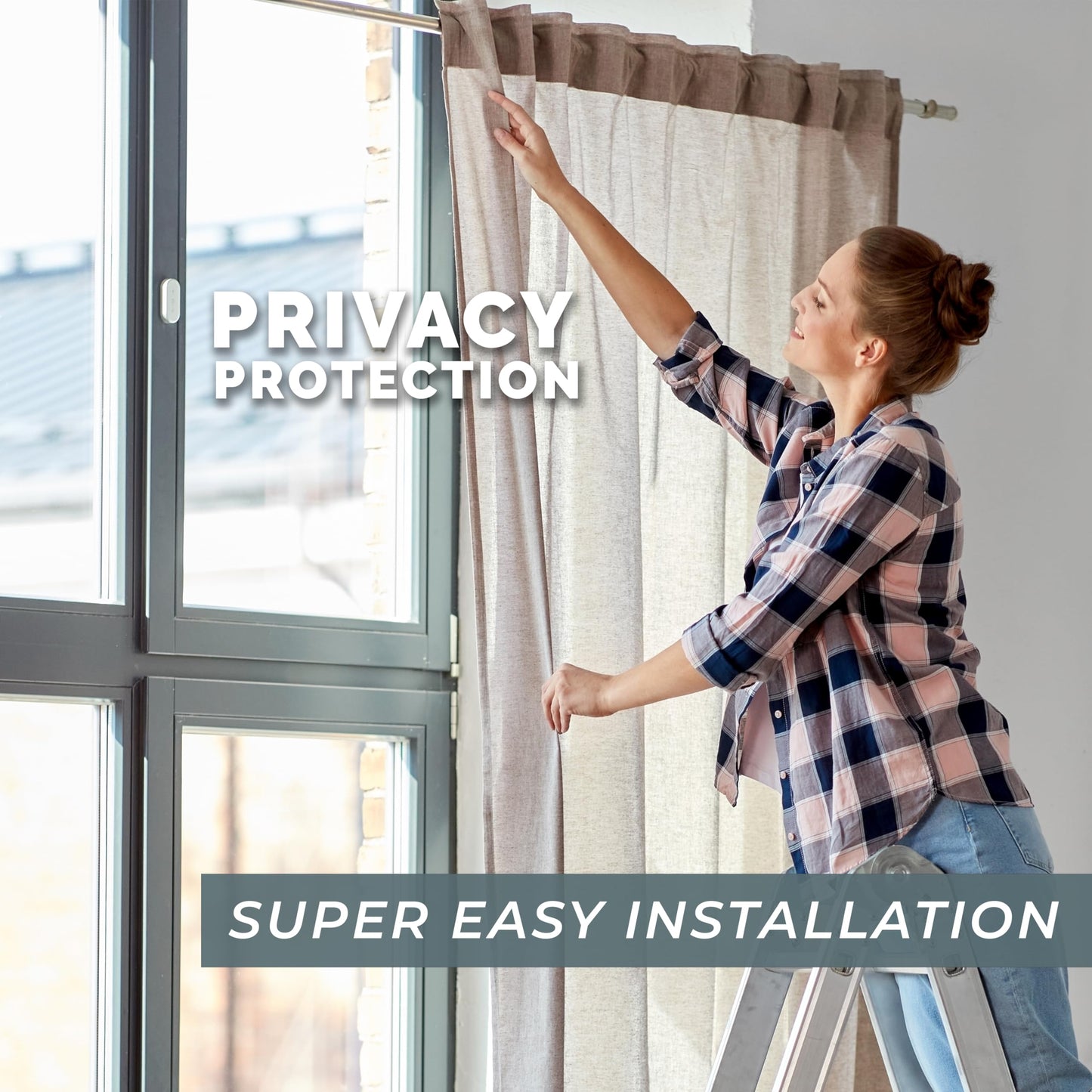 Elegant Comfort Luxury Curtain/Window Panel Set with Attached Valance and Backing 54" X 84 inch (Set of 2), Beige