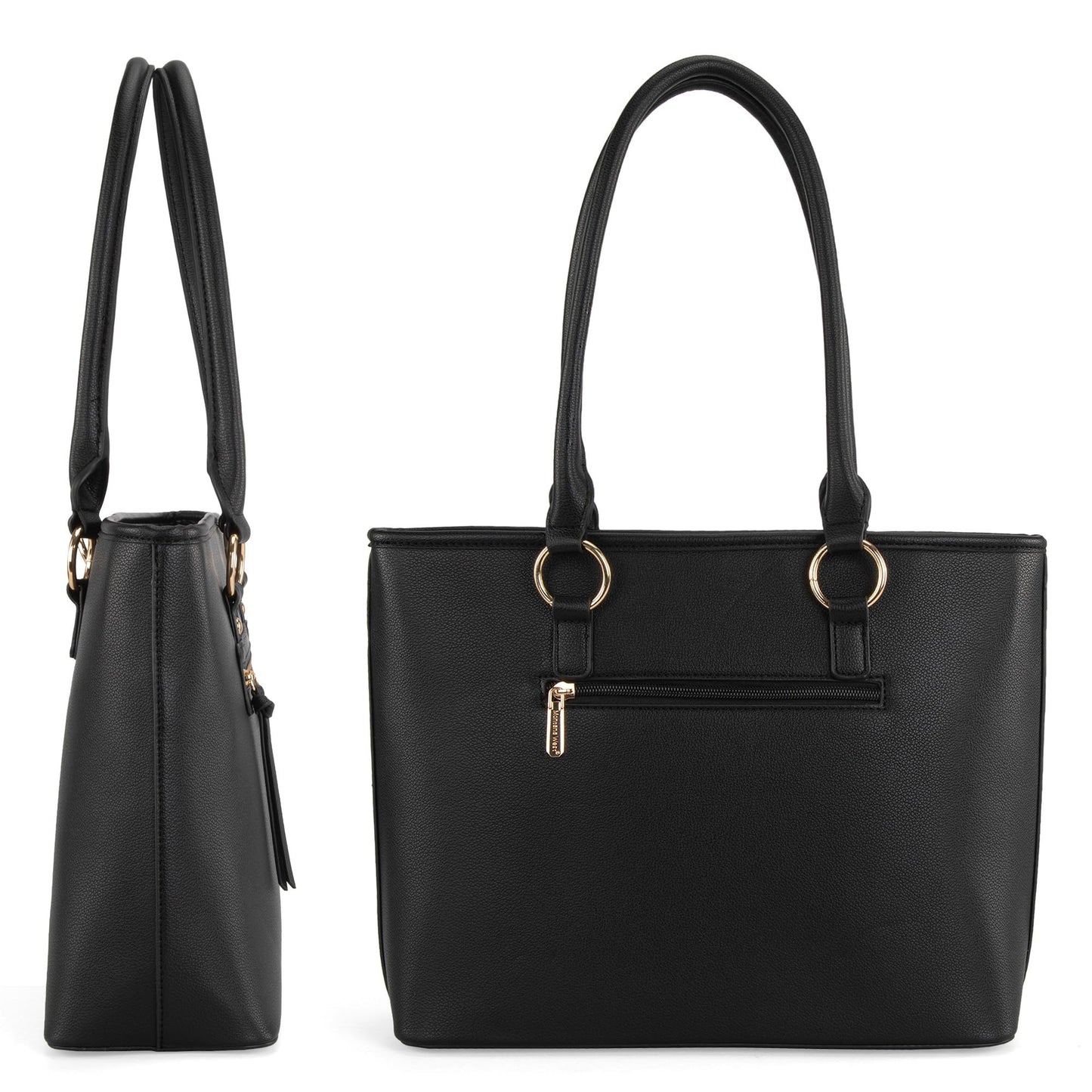 Montana West tote bag for women medium crossbody purse set 2pcs black cute trendy woman handbag and purse ladies designer handbag with guitar strap MWC2-330BK