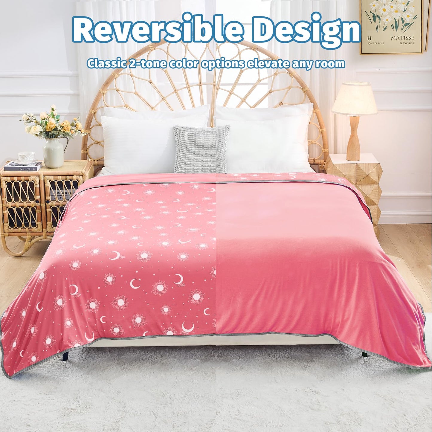 inhand Cooling Blanket Queen Size (90"x90") - Cooled Blankets for Hot Sleepers Lightweight Breathable Summer Blanket for Sleeping Night Sweats to Keep Cool in The Heat -Peach Pink