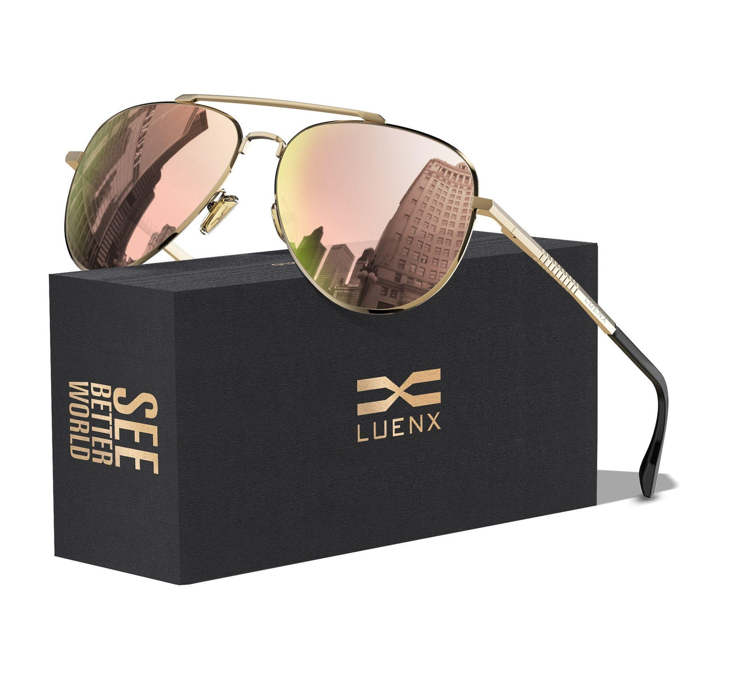 LUENX Aviator Sunglasses for Men Women Polarized Driving Classic Shades - UV 400 Protection with Accessories 60MM