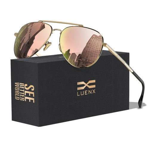LUENX Aviator Sunglasses for Men Women Polarized Driving Classic Shades - UV 400 Protection with Accessories 60MM