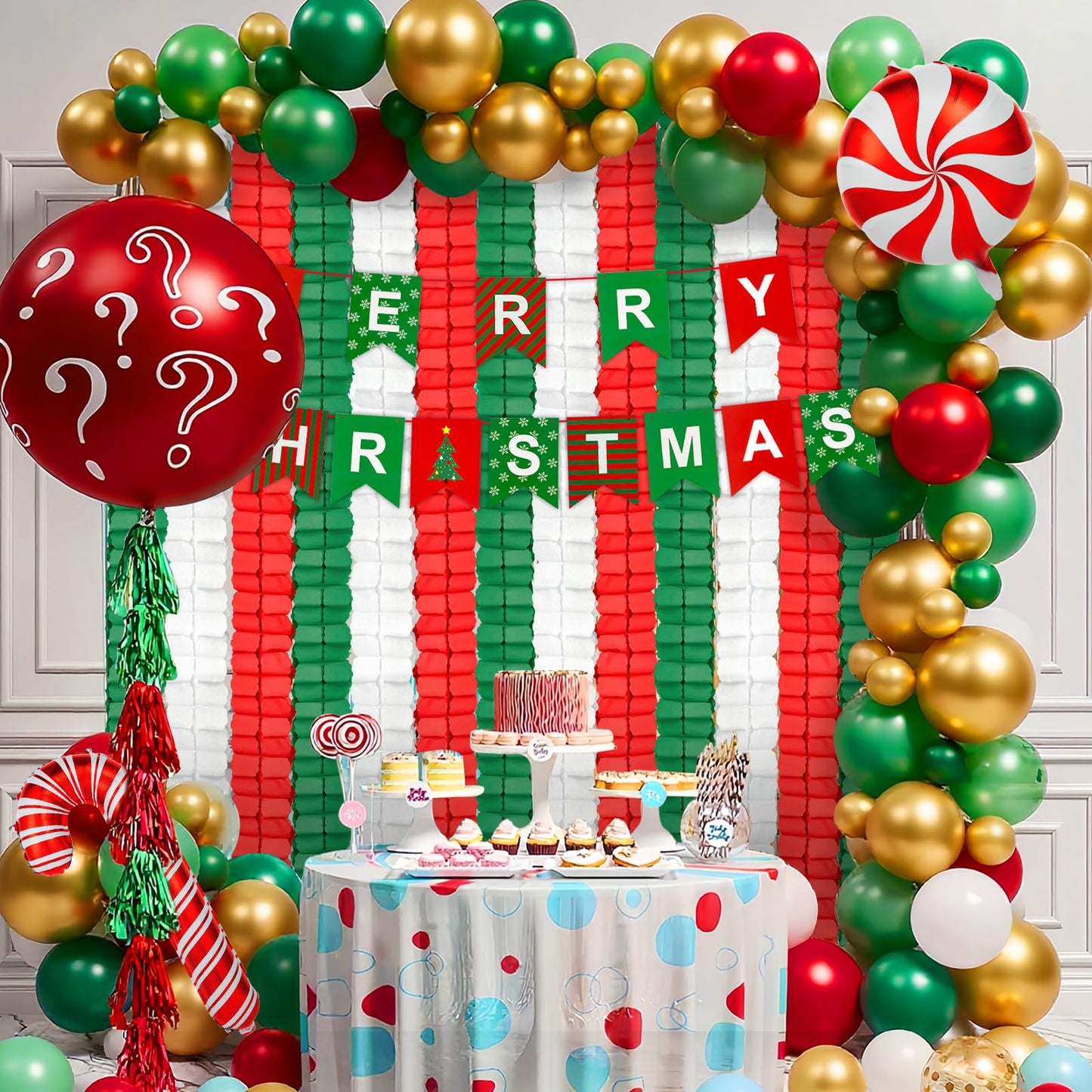 12Pcs Italian Themed Party Decorations Set, Hanging Red White and Green Paper Streamers Garland for Mexican Italian Christmas Decorations