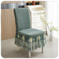 Ouxeer Dining Chair Covers Stretch Seersucker Chair Slipcover with Skirt Washable Chair Covers for Dining Room Restaurant Banquet(Cyan)