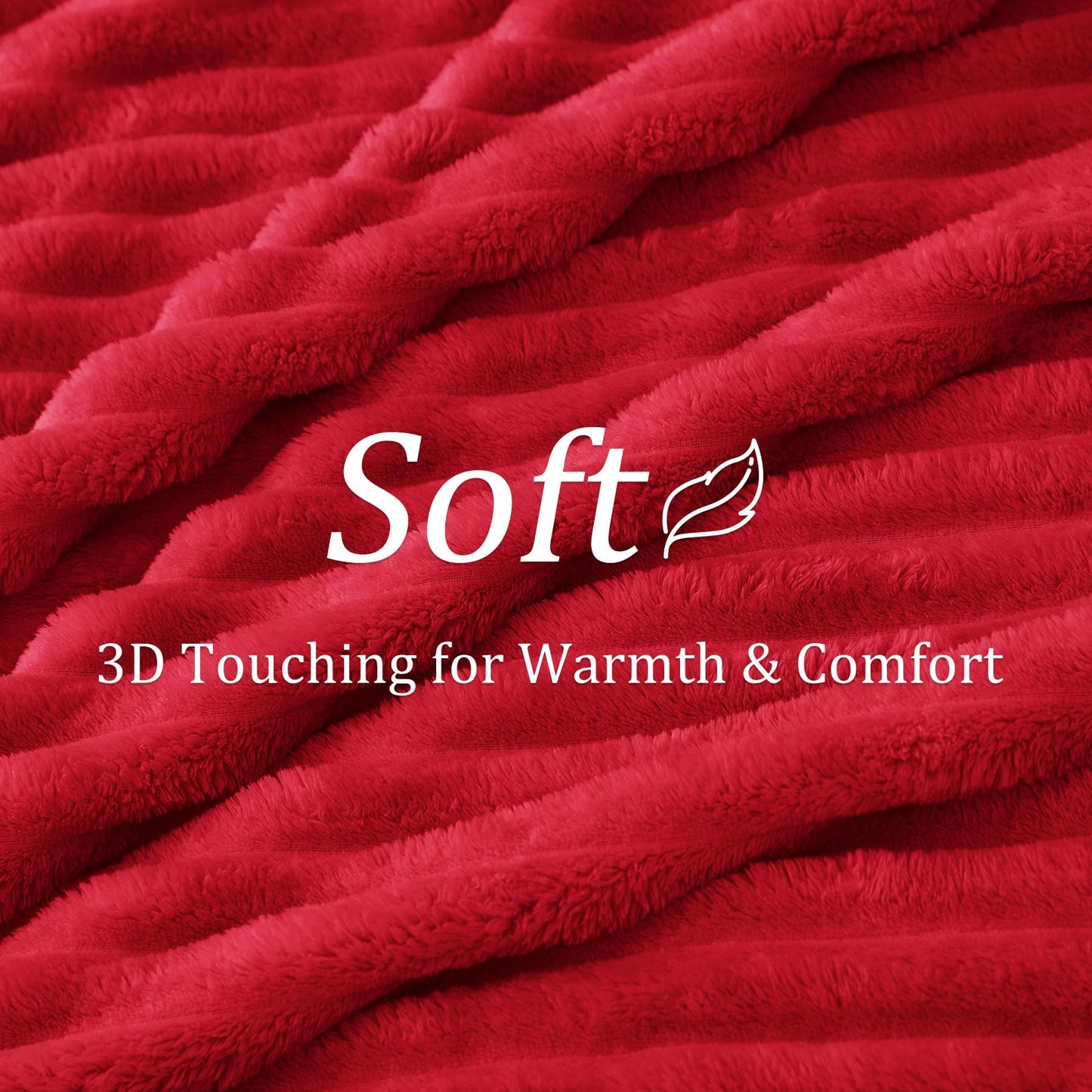 BEDELITE Fleece Throw Blanket for Couch, 300GSM Soft & Warm Fluffy Queen Blanket, Decorative and Giftable Striped Red Blankets for Women, Men, 50"x60"