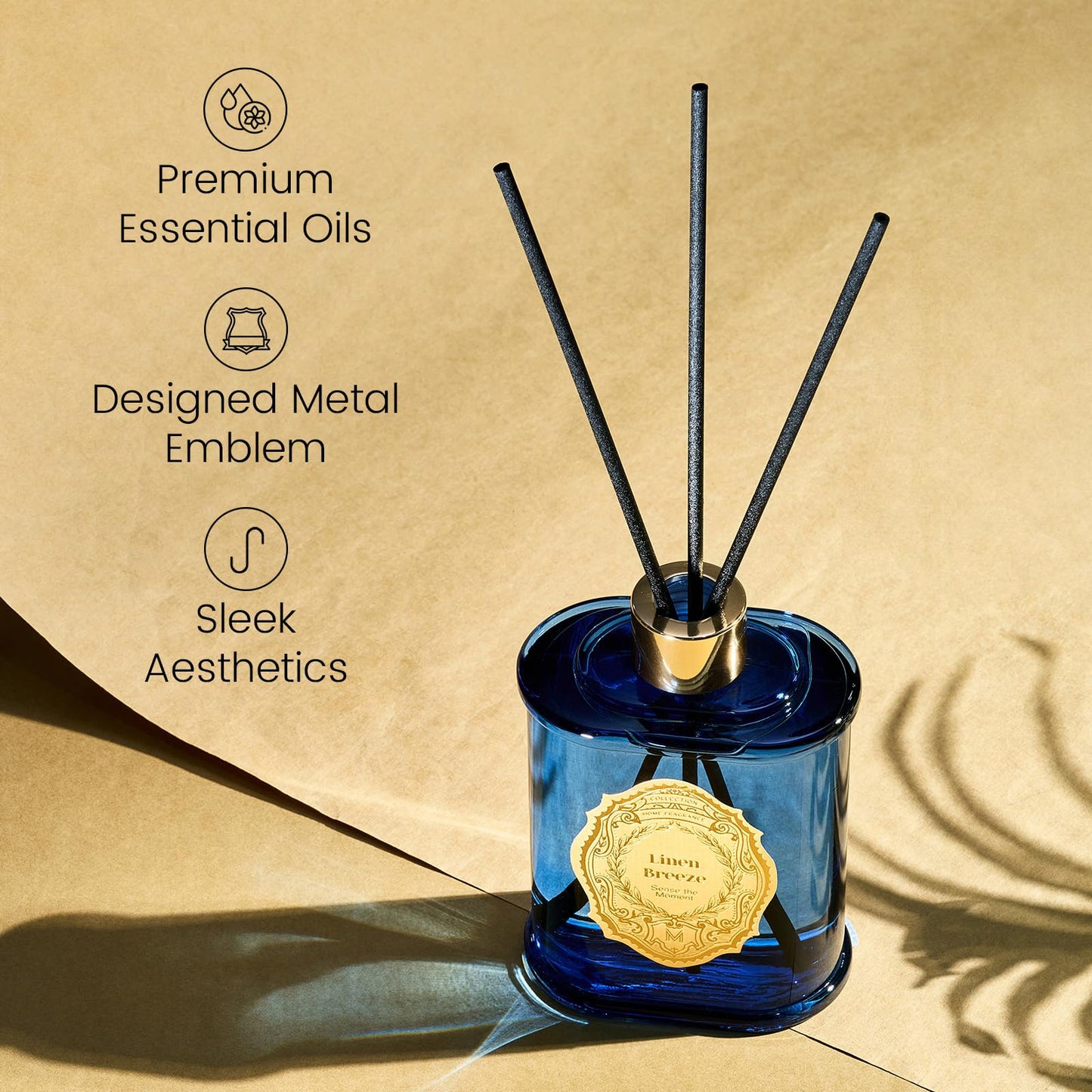 M&SENSE 8.4 oz Large Reed Diffuser for Home | Linen Breeze Scent Oil Diffuser with Sticks | Bedroom Bathroom Living Room Decor