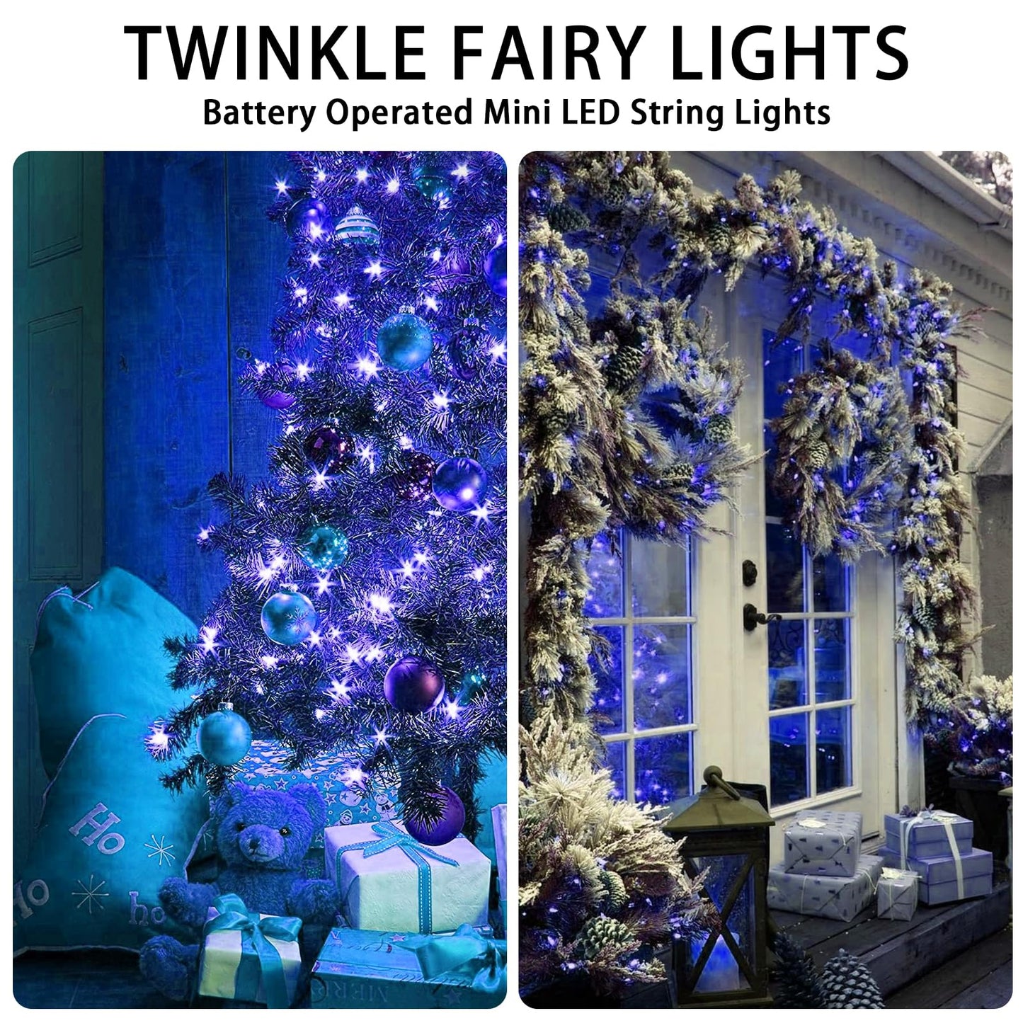 chzk Fairy Lights Battery Operated, 24 Pack 7FT 20 LED Mini String Twinkle Lights for Christmas Helloween Mason Jars Centerpiece Table Decorations (24, Blue)