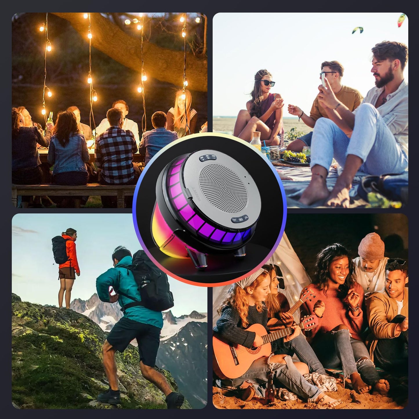 EMPERSTAR Floating Speaker for Pool with Colorful Lights, IPX7 Waterproof Floating Hot Tub Speaker, 15W Stereo Loud Sound, 360° Loud Stereo Sound, TWS, Great for Pool Shower Travel SPA