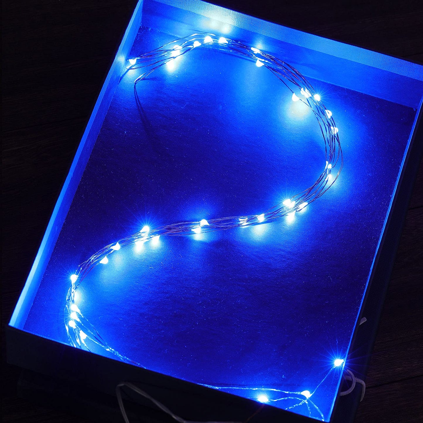 Ariceleo Led Fairy Lights Battery Operated, 1 Pack Mini Battery Powered Copper Wire Starry Fairy Lights for Bedroom, Christmas, Parties, Wedding, Centerpiece, Decoration (5m/16ft Blue)