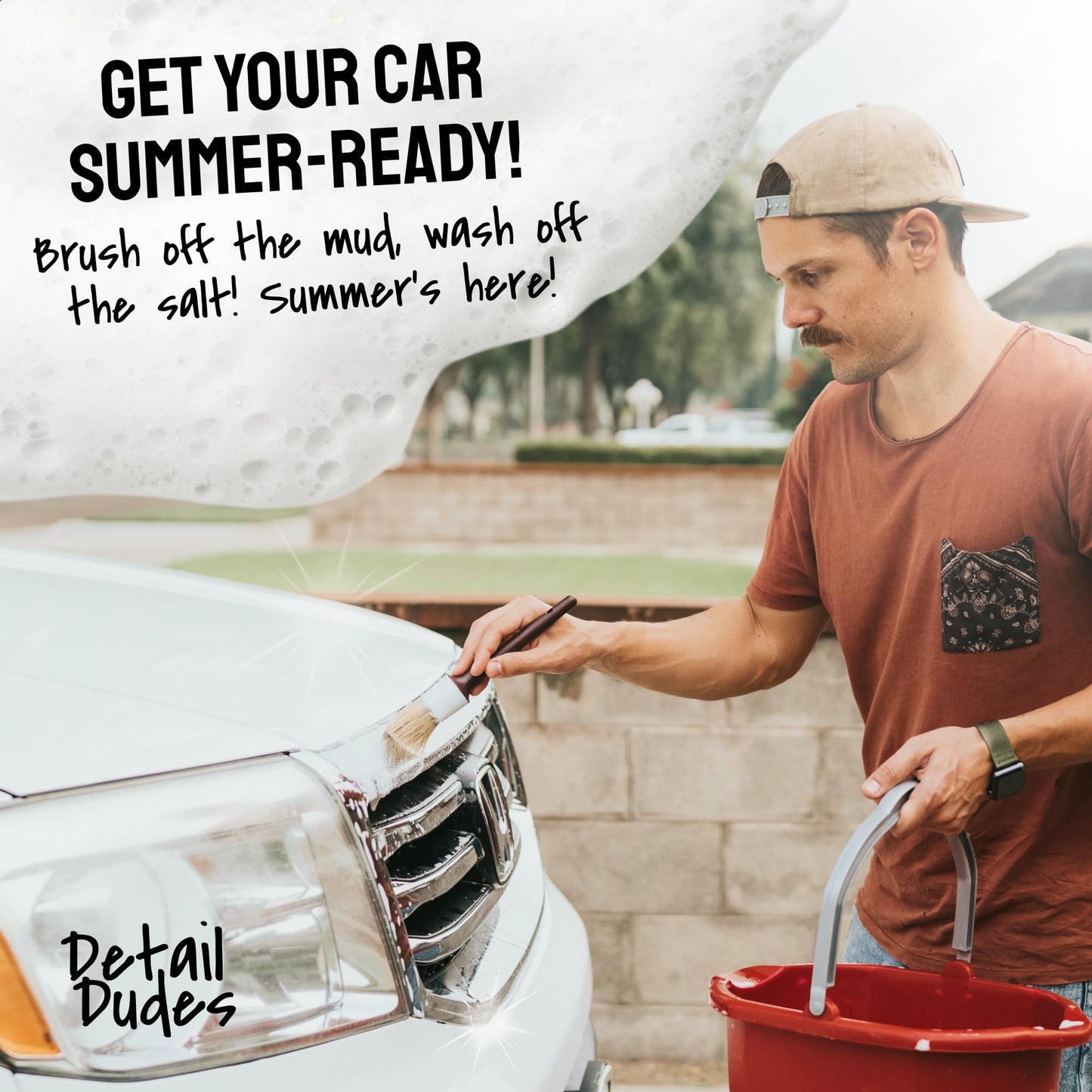 Detail Dudes Soft Boars Hair Car Detailing Brush Set for Washing (3 Pack) - Car Detailing Kit - Automotive Cleaning Brush