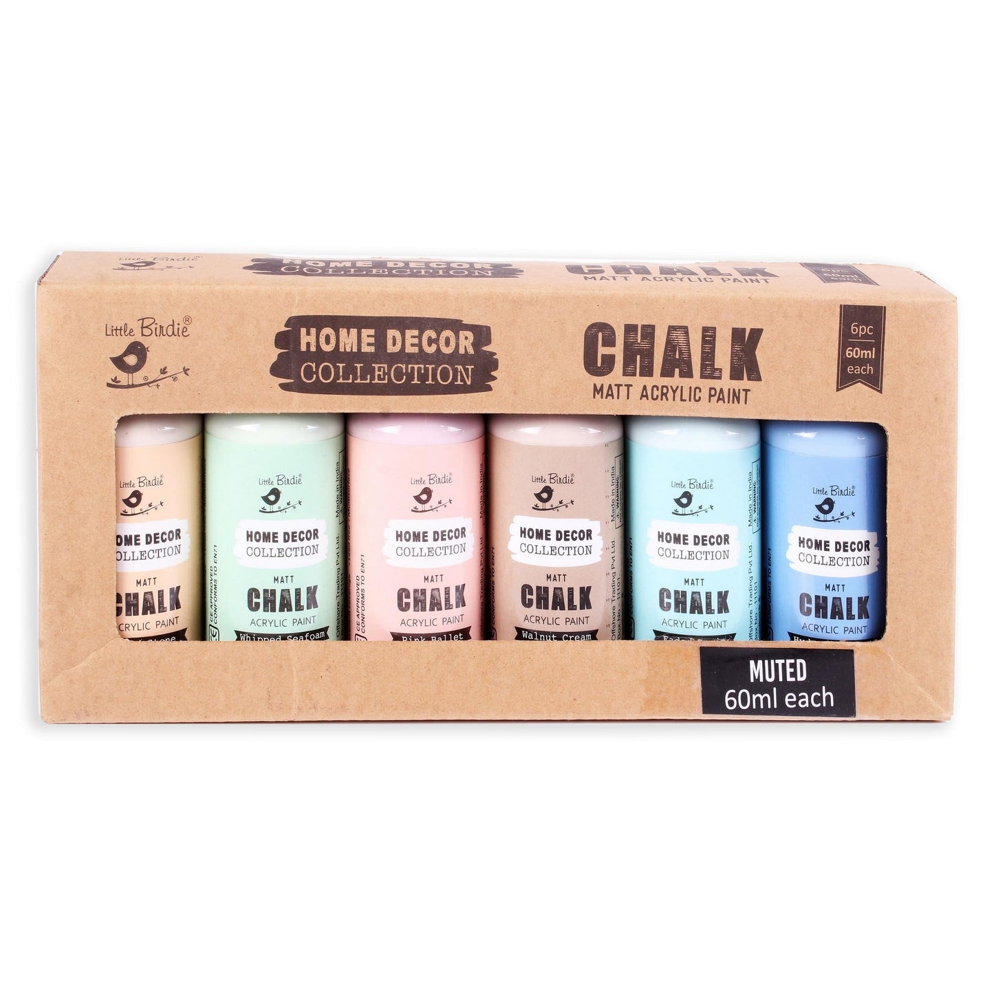 Chalk Paint Set - Matte Acrylic Painting Supplies for DIY Crafts, Furniture, Indoor Outdoor - Multisurface, Non Toxic, 60mL Bottles, Muted