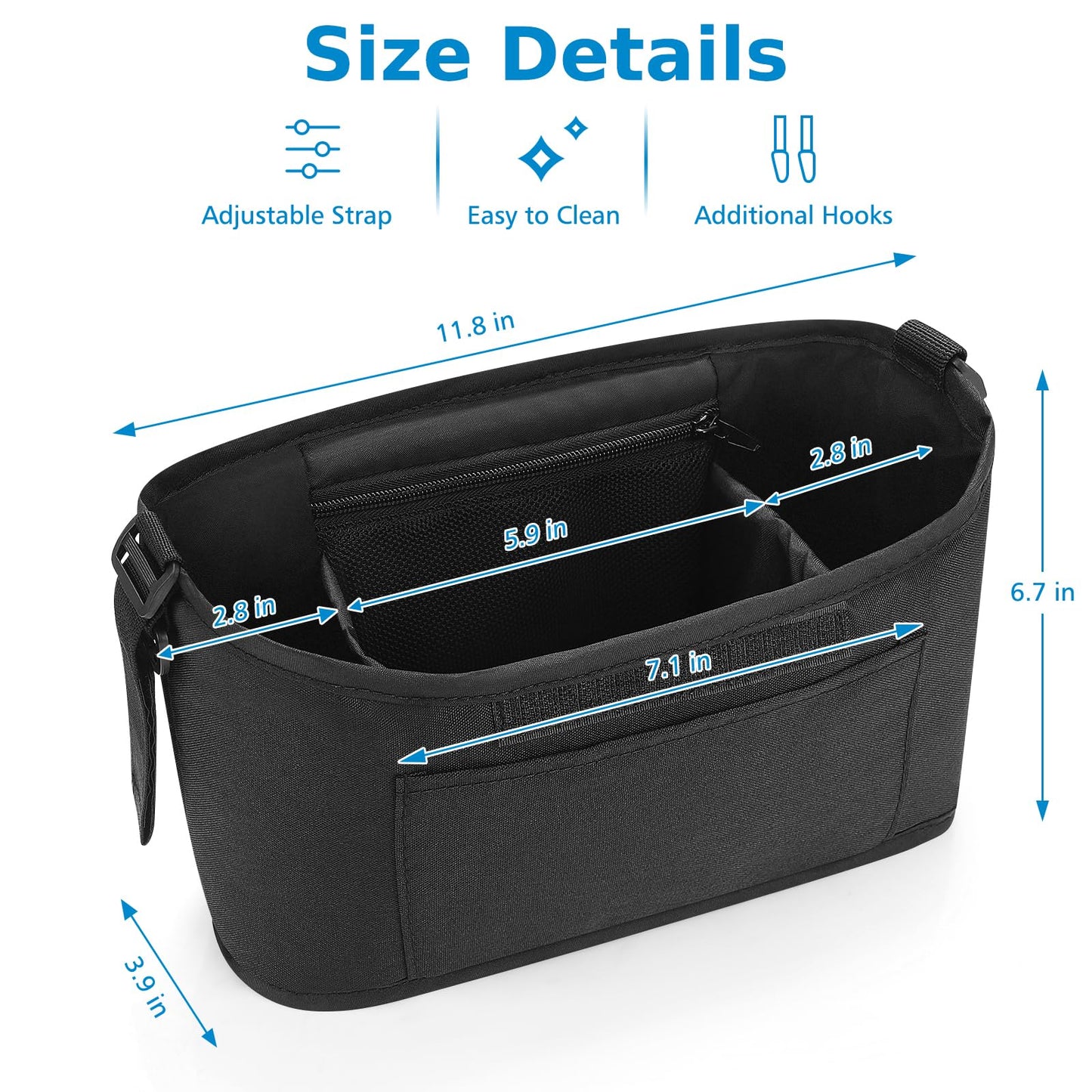 Accmor Universal Stroller Organizer, Stroller Bag Caddy Organizer, Stroller Organizer Accessories for Uppababy, Baby Jogger, Nuna, Doona, Britax Strollers