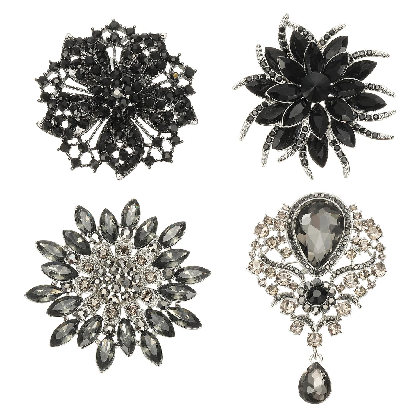 PATIKIL Rhinestone Sunflower Brooch Pins, Elegant Crystal Floral Lapel Brooch Pins for Women Girls Suits Dress Hat Bag