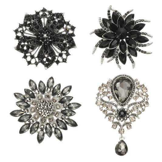 PATIKIL Rhinestone Sunflower Brooch Pins, Elegant Crystal Floral Lapel Brooch Pins for Women Girls Suits Dress Hat Bag