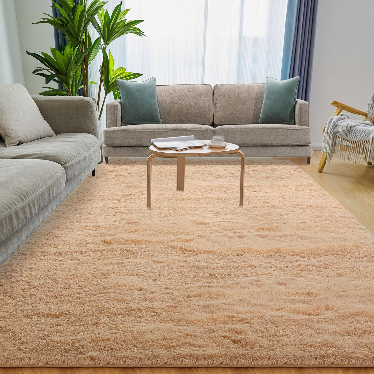 Puremy Luxury Area Rug, 6x9 Rugs for Living Room, Ultra Soft Rugs for Bedroom, Non-Slip Indoor Carpet for Nursery, Kids Room, Playroom, Home Decor, Camel