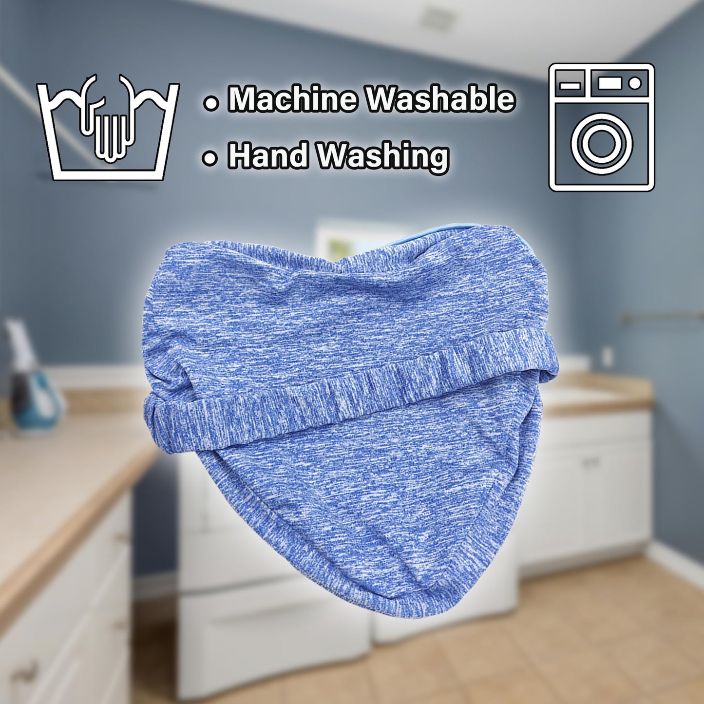 LeoTube Knee Pillow Cover with Elastic Strap for Contour Legacy Leg & Knee Foam Support Pillow, Compatible with Knee Pillow for Side Sleepers-Cover ONLY(Blue)