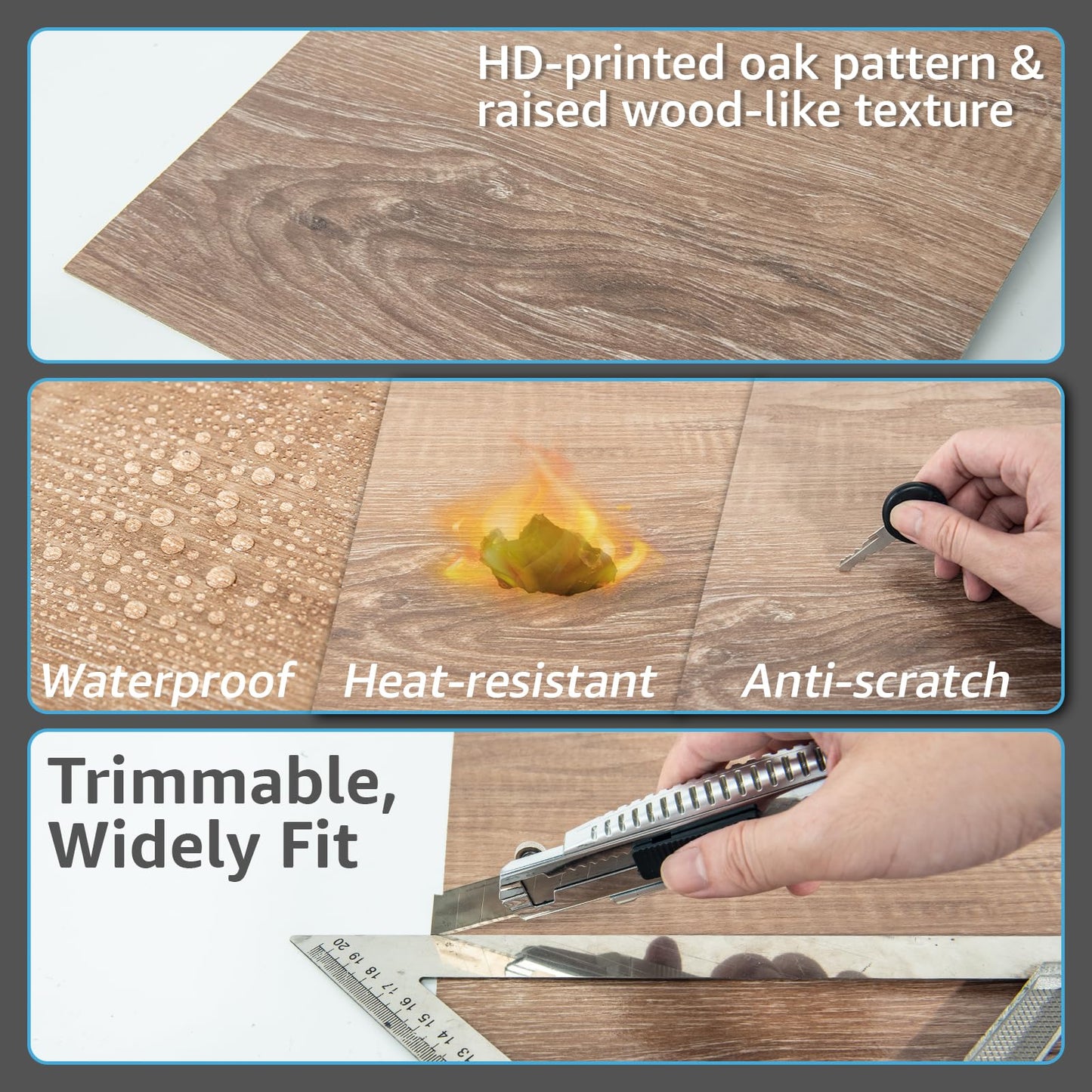 Art3d Peel and Stick Vinyl Floor Tiles 30-Pack 12 x 12 inch, Self Adhesive Waterproof Flooring Wood Planks for Kitchen, Dining Room, Bedrooms, Cover 30 Sq. Ft, Light Brown Ash