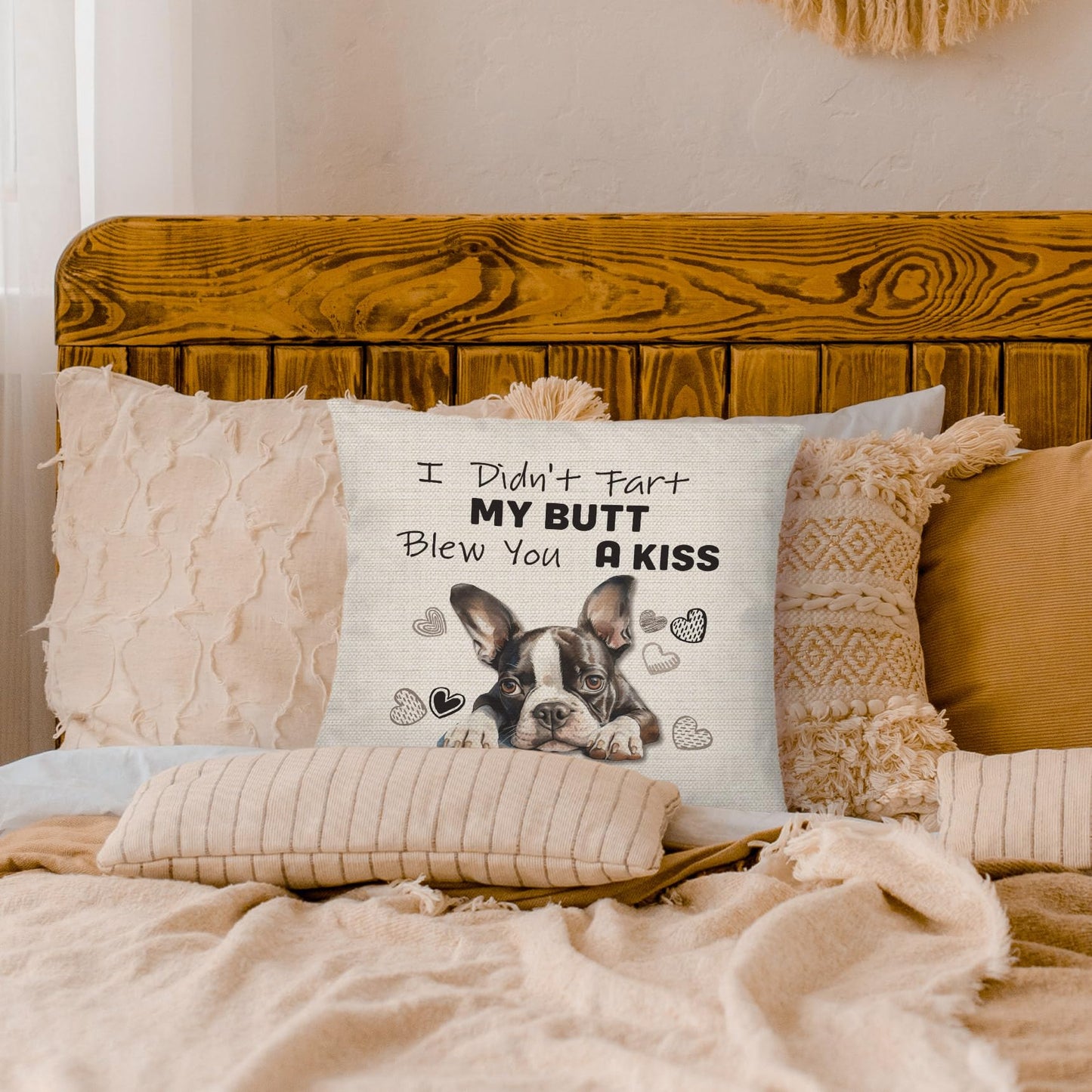 PUHEI Boston Terrier Pillow Covers 18x18, Gifts for Dog Lovers, Decor, Mom Gifts, Pillow Case