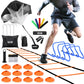 GHB Agility Ladder,Football Training Equipment Set,4 Agility Hurdles, 20 feet12 Rungs Speed Ladder,12 Disc Cones,Resistance Parachute, Jump Rope, 5 Resistance Bands