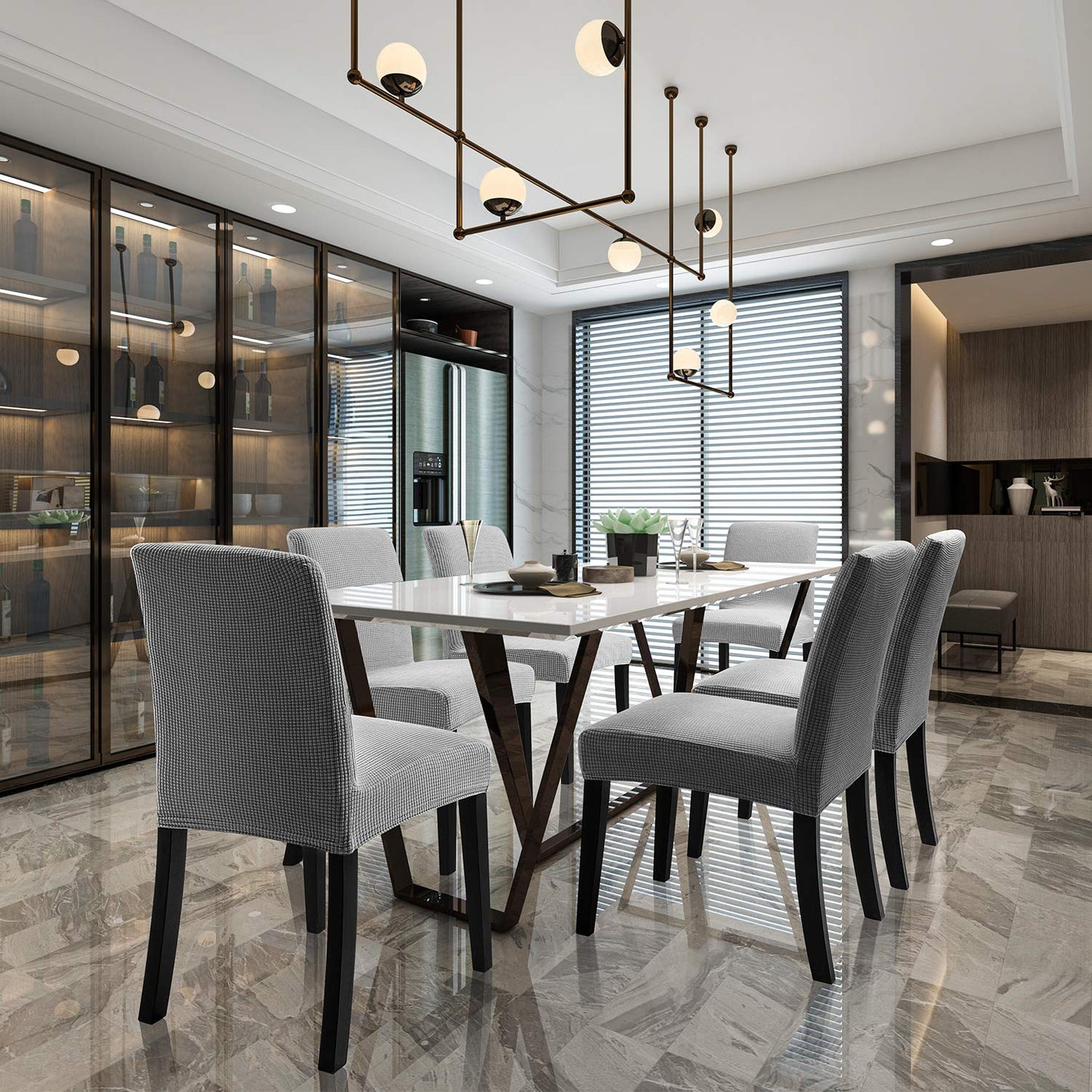 Chair Covers for Dining Room - Stretch Chair Slipcovers for Decorative Seat Protector Armless Removable Washable Elastic Dinner Universal Spandex Solid Chair Slip Covers Set…