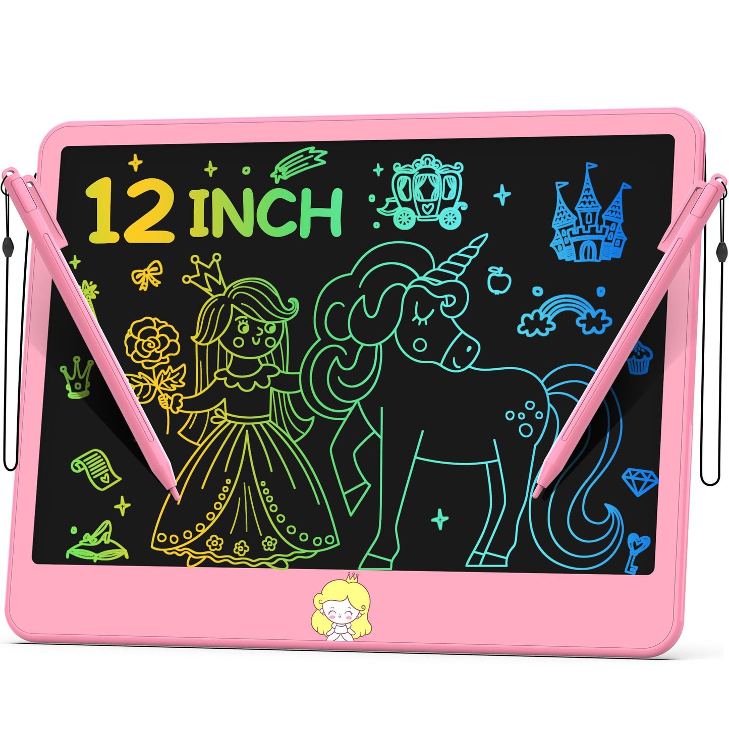 LCD Writing Tablet for Kids 12 Inch, Kids Learning Toys Drawing Pad for Girls Boys, Erasable Doodle Board for Toddlers 3 4 5 6 7 8 Year Old Travel Essentials, Christmas Birthday for Kids - Orange