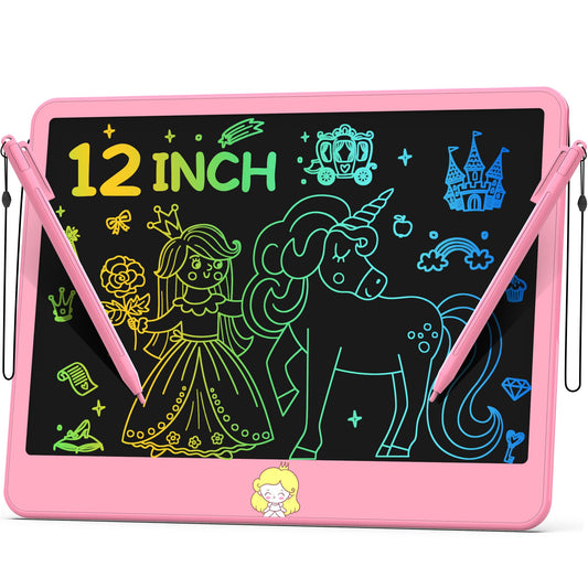 LCD Writing Tablet for Kids 12 Inch, Kids Learning Toys Drawing Pad for Girls Boys, Erasable Doodle Board for Toddlers 3 4 5 6 7 8 Year Old Travel Essentials, Christmas Birthday for Kids - Orange
