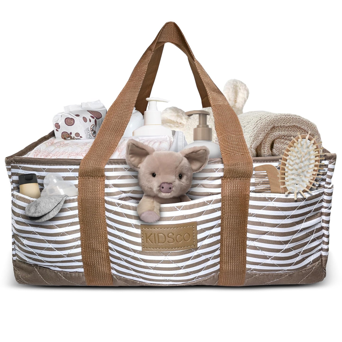 KIDSco. Baby Diaper Caddy. Portable Storage for Diapers, Wipes and Changing Table Essentials. A Nursery and Travel Must Have.