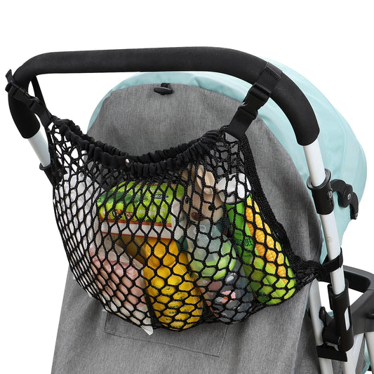 Accmor Universal Stroller Organizer, Polyester Net Mesh Bag Fits for Uppababy, Nuna, Britax, Doona Strollers, Non-Slip Adjustable Stroller Mesh Cargo Net Storage Caddy Accessories