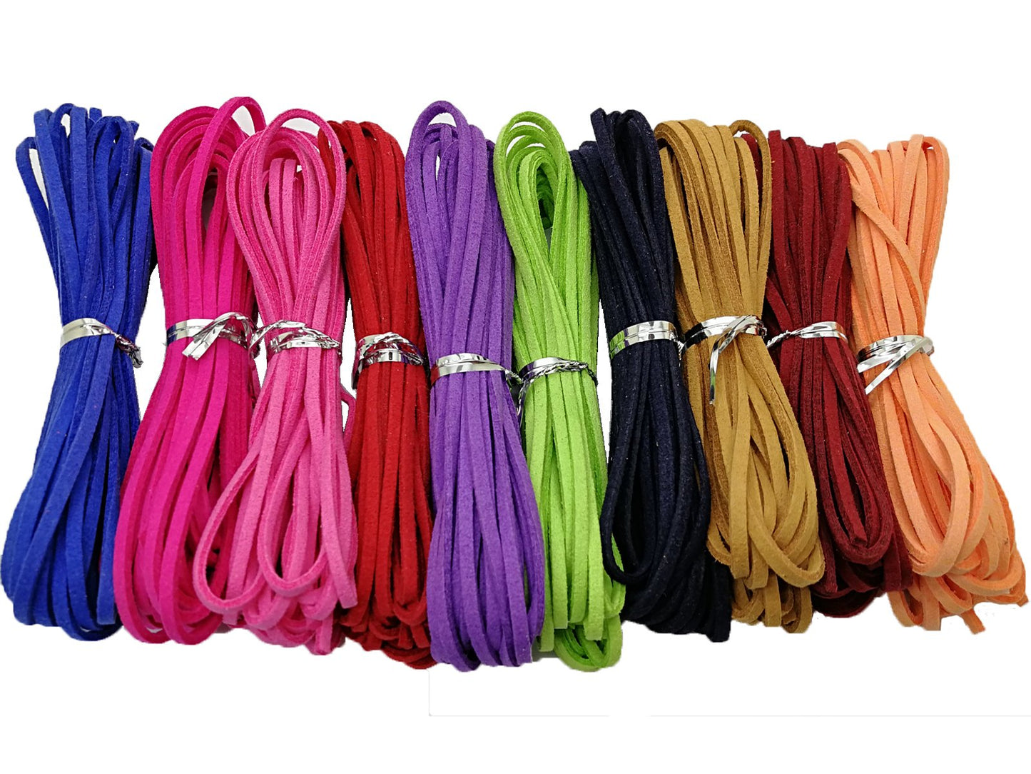 100 Yards 2.6mm Suede Leather Cords Leather Lace Flat Faux Suede Cord String Thread Velvet Cord for Necklace, Bracelet, Beading and DIY Crafts 10 Colors (Color-1)#204