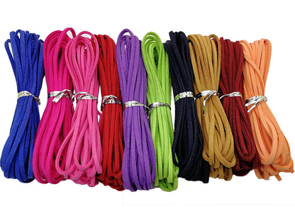 100 Yards 2.6mm Suede Leather Cords Leather Lace Flat Faux Suede Cord String Thread Velvet Cord for Necklace, Bracelet, Beading and DIY Crafts 10 Colors (Color-1)#204
