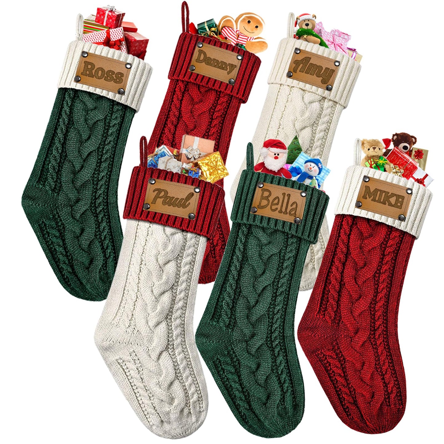 Tkanina Personalized Christmas Stockings,18” Large Custom Christmas Stockings with Names,Customized Xmas Stockings for Fireplace Christmas Holiday Party Decorations,1 Pc