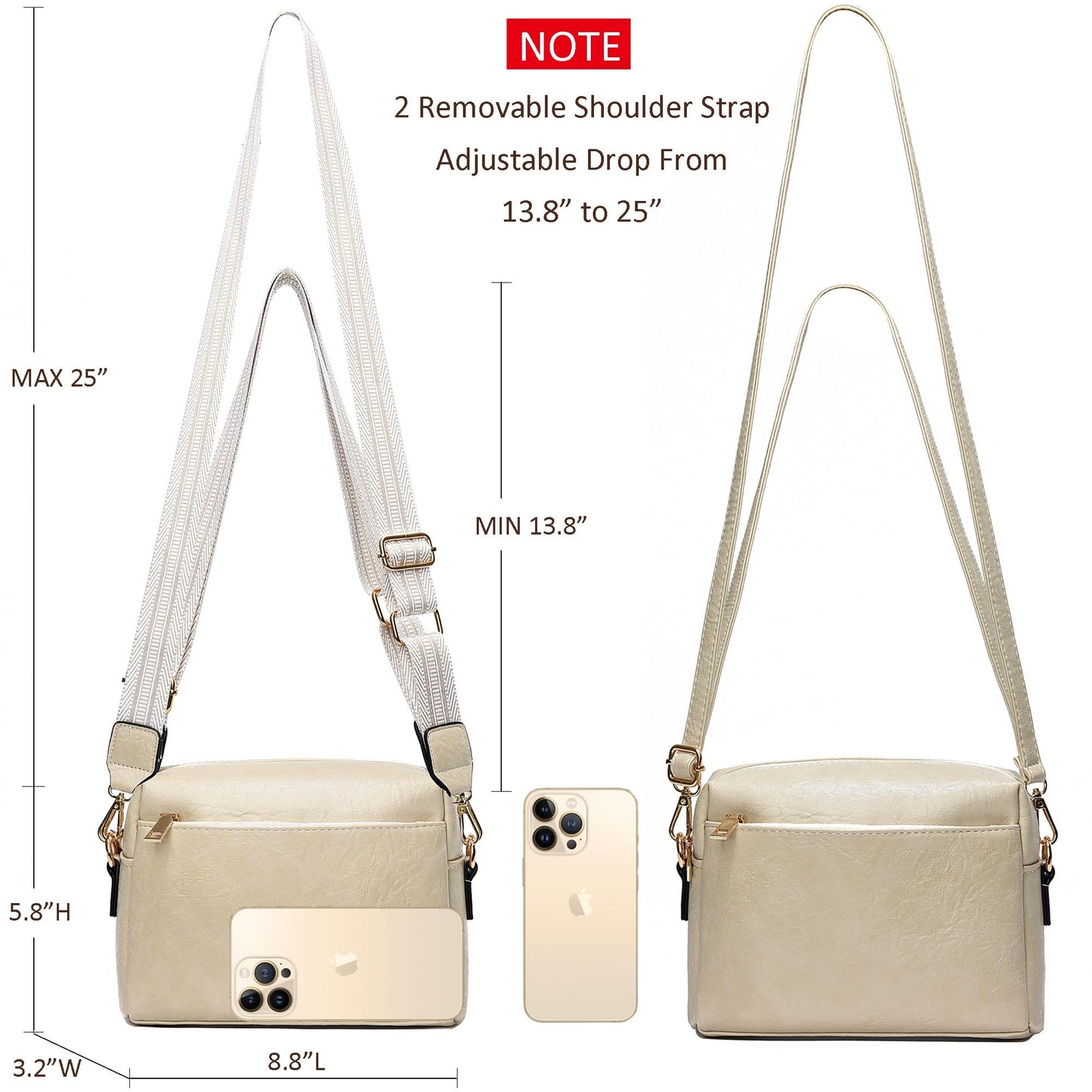 COCIFER Crossbody Bags for Women Purses Women's Shoulder Handbags Satchel Small Vegan Leather Cross Body Purse Wallet (N Beige)