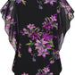 BAISHENGGT Blouses for Women Dressy Casual Going Out Tops Trendy Mesh Short Sleeve Shirts Medium Black Purple Floral