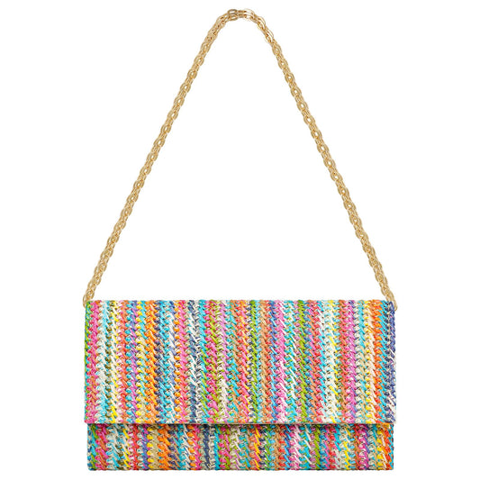 Kseymeir Straw Clutch Purse Shoulder Crossbody Bag Envelope Purse Raffia Handbag for Summer Beach Wedding Travel 2025 Trendy, Colorful