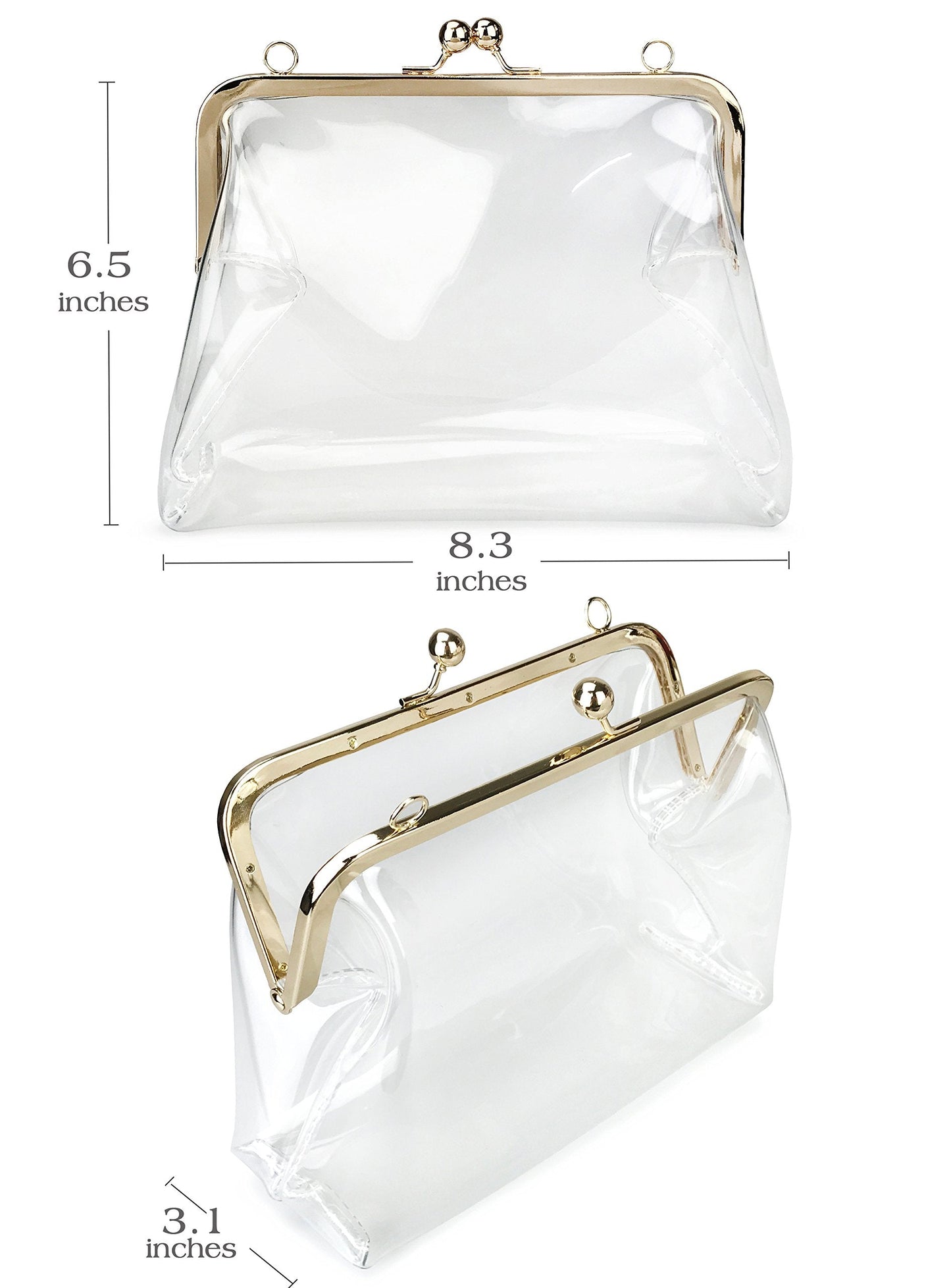 HOXIS Clear Transparent PVC Kiss Lock Chain Cross Body Bag Womens Clutch