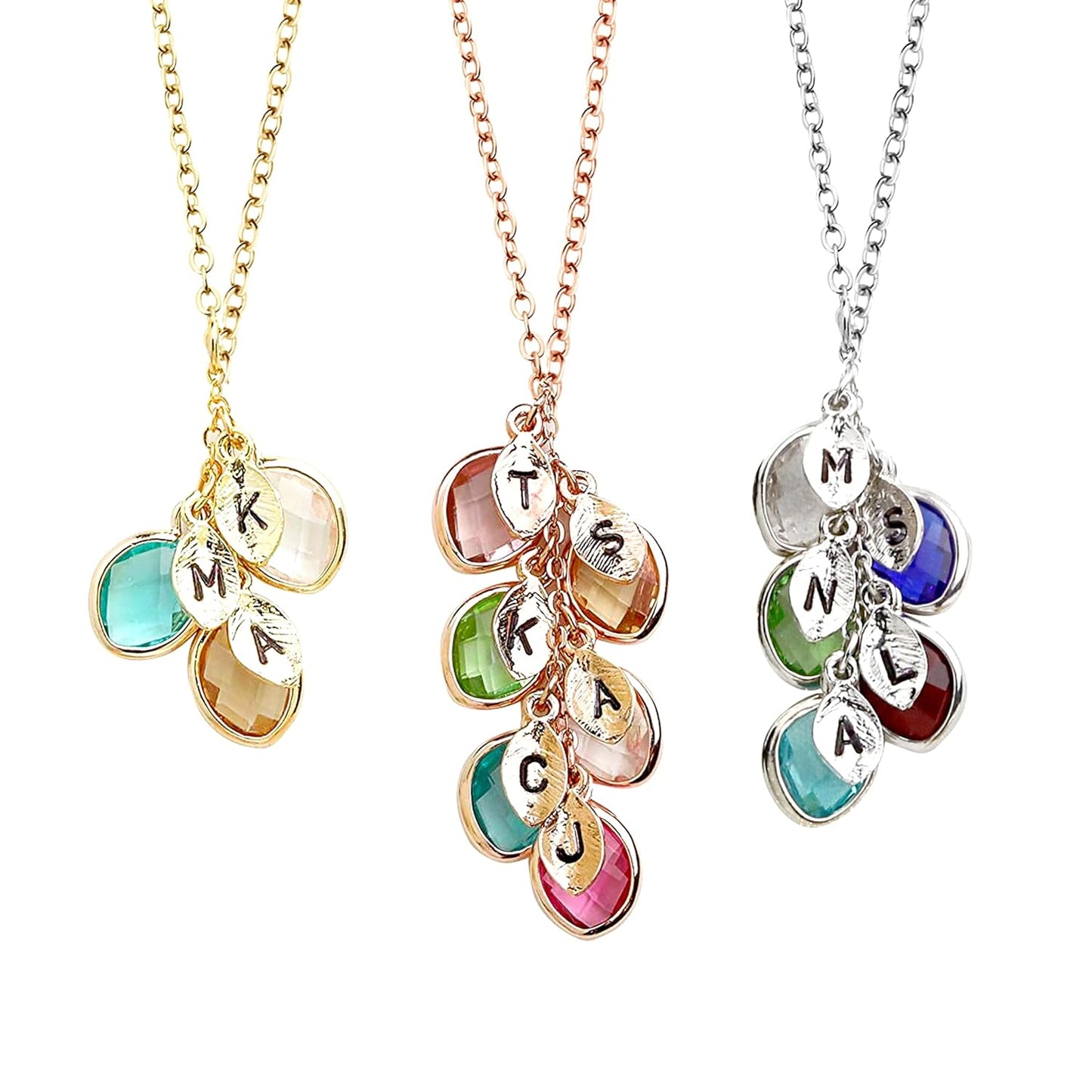 Birthstone Necklace for Grandma, Initial Necklaces for Women Personalized Jewelry for Women Birthstone Necklace, Grandkids Name Gifts for Mom Necklace Family, Unique – BSON-L-D