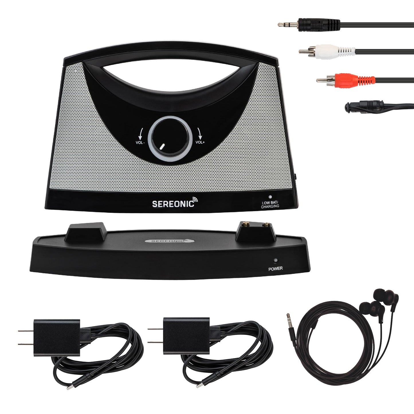 SEREONIC PRO Portable Wireless TV Speakers for Smart TV Without The Blaring Volume, Ideal for Elderly and Hard of Hearing with Extra Earbuds and Power Adapter - 100ft Range (Classic)