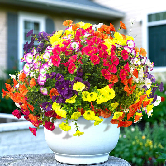 Grunyia Spring Artificial Flowers Outdoor UV Resistant - Vibrant Faux Floral Arrangements for Garden, Easter, Mother’s Day Décor - All-Weather Fade Proof & Bendable Stems (12 Pack, Mixed Colors)