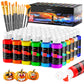Caliart Acrylic Paint Set With 12 Brushes, 36 Colors (59ml, 2oz) Art Craft Paints Gifts for Artists Kids Beginners & Painters, Halloween Pumpkin Canvas Ceramic Rock Painting Kit Art Supplies