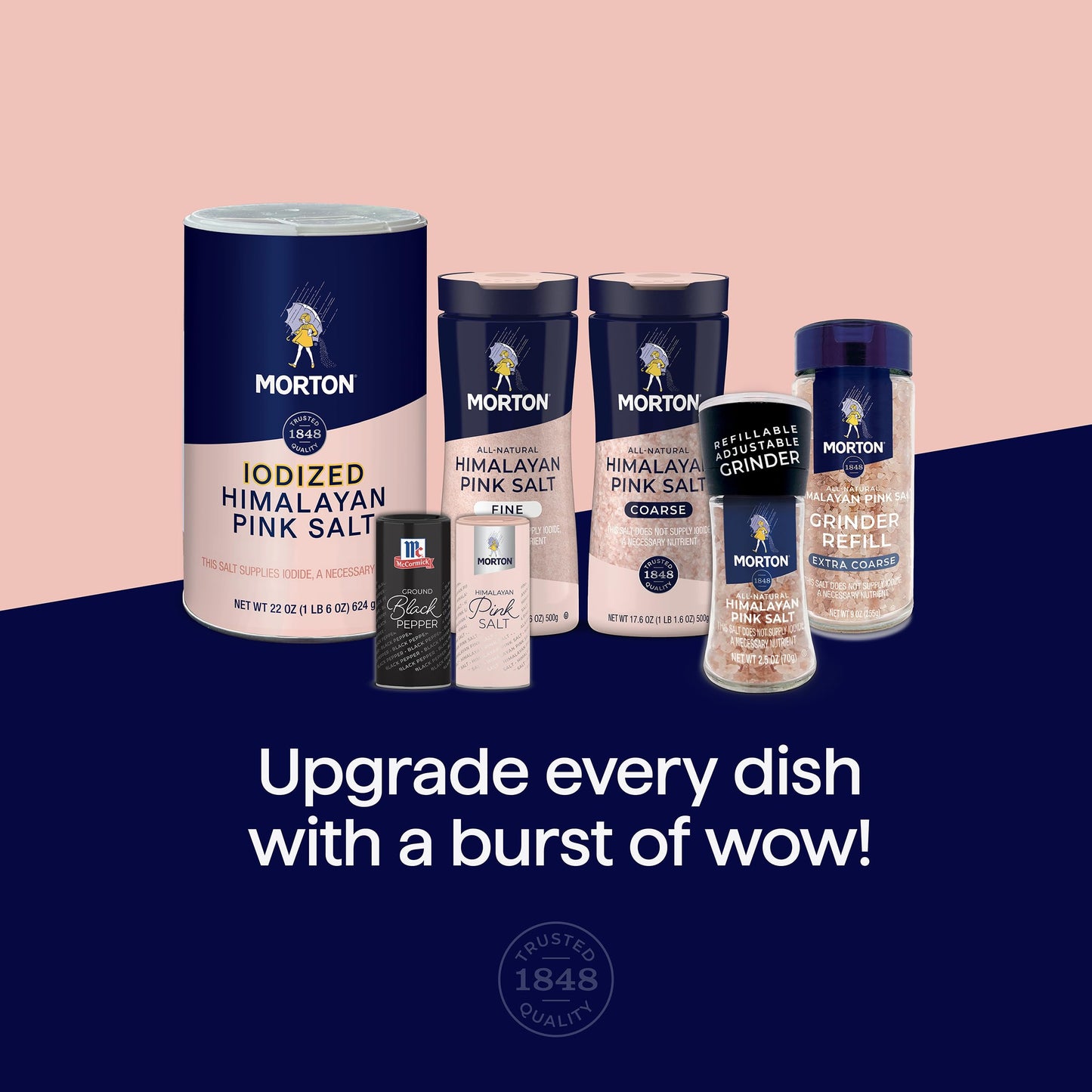 Morton Iodized Himalayan Pink Salt, 22 oz (2 Pack)