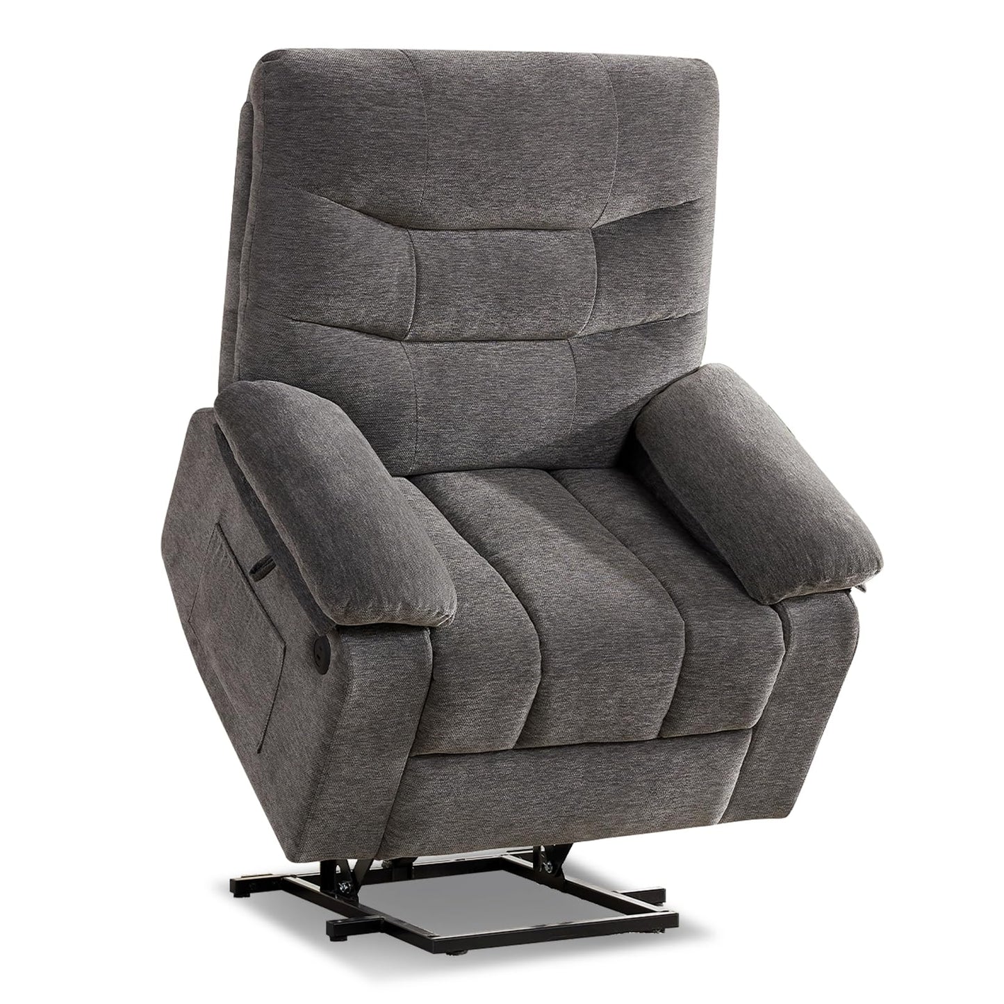 Power Lift Recliner Chair for Elderly, Oversized Electric Recliner for Adult, Chenille Fabric Lift Chair USB Ports(Grey)