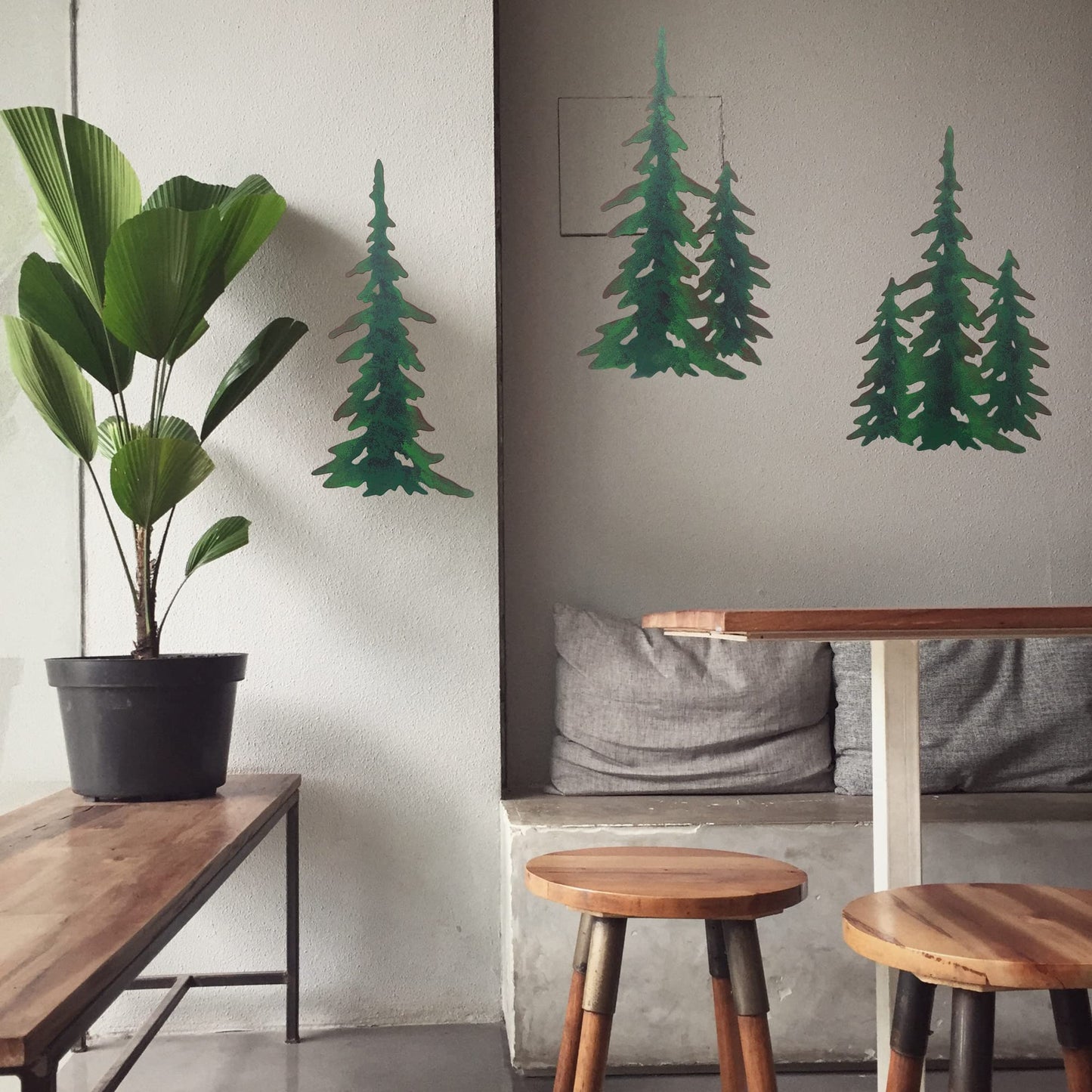 J-Fly Pine Decoration Pine Metal Wall Art Outdoor Metal Wall Art Tree Wall Art Christmas Home Metal Art For Living Room Bedroom Bathroom Kitchen Porch Christmas Wall Decor 11 Inch