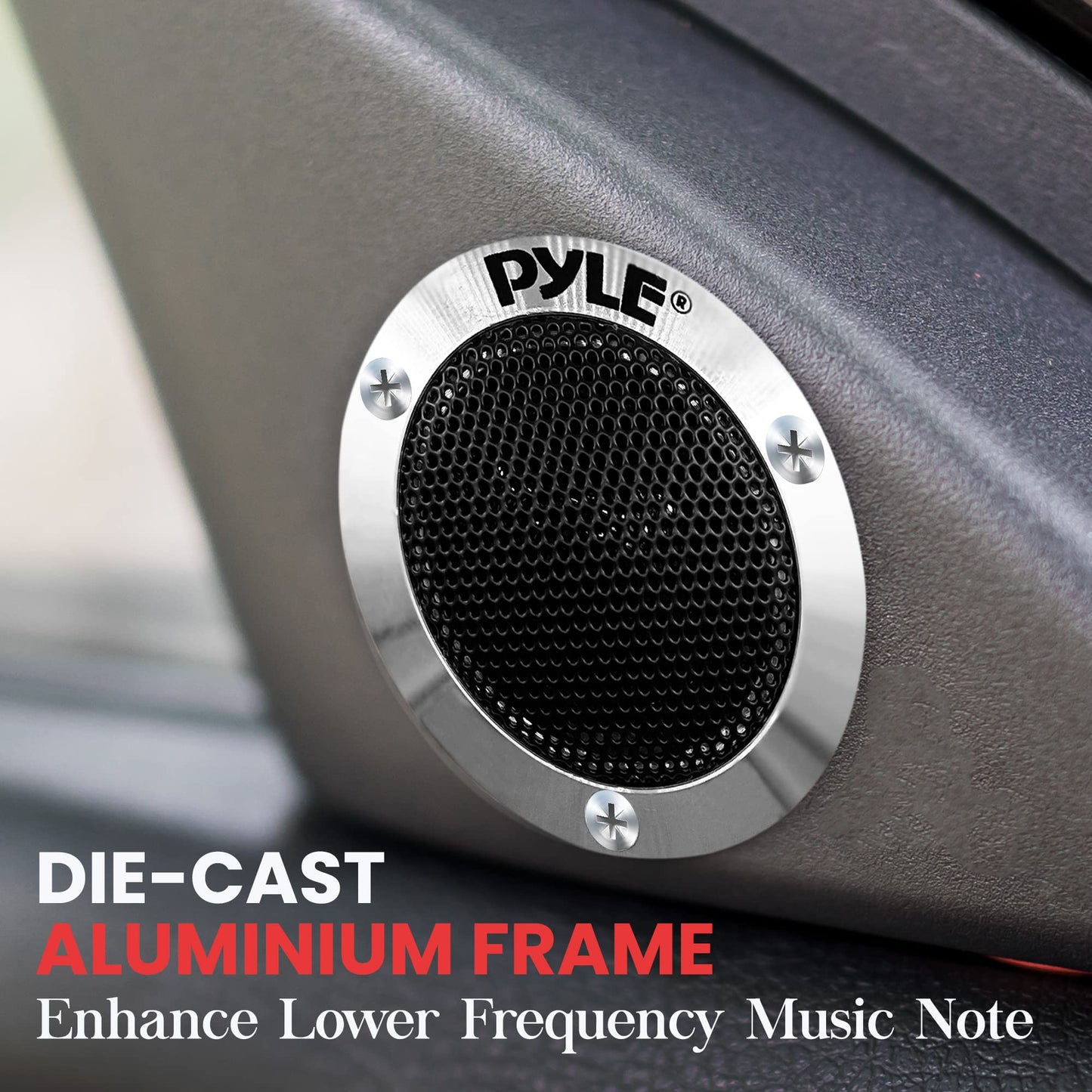 Pyle 1.0” Dome Tweeter - 80 Watts at 4-Ohm, Car Tweeter with Aluminum Housings, Enhance Lower Frequency Music Note, 2.3 Inches Full Range Car Speakers - PLTWB3