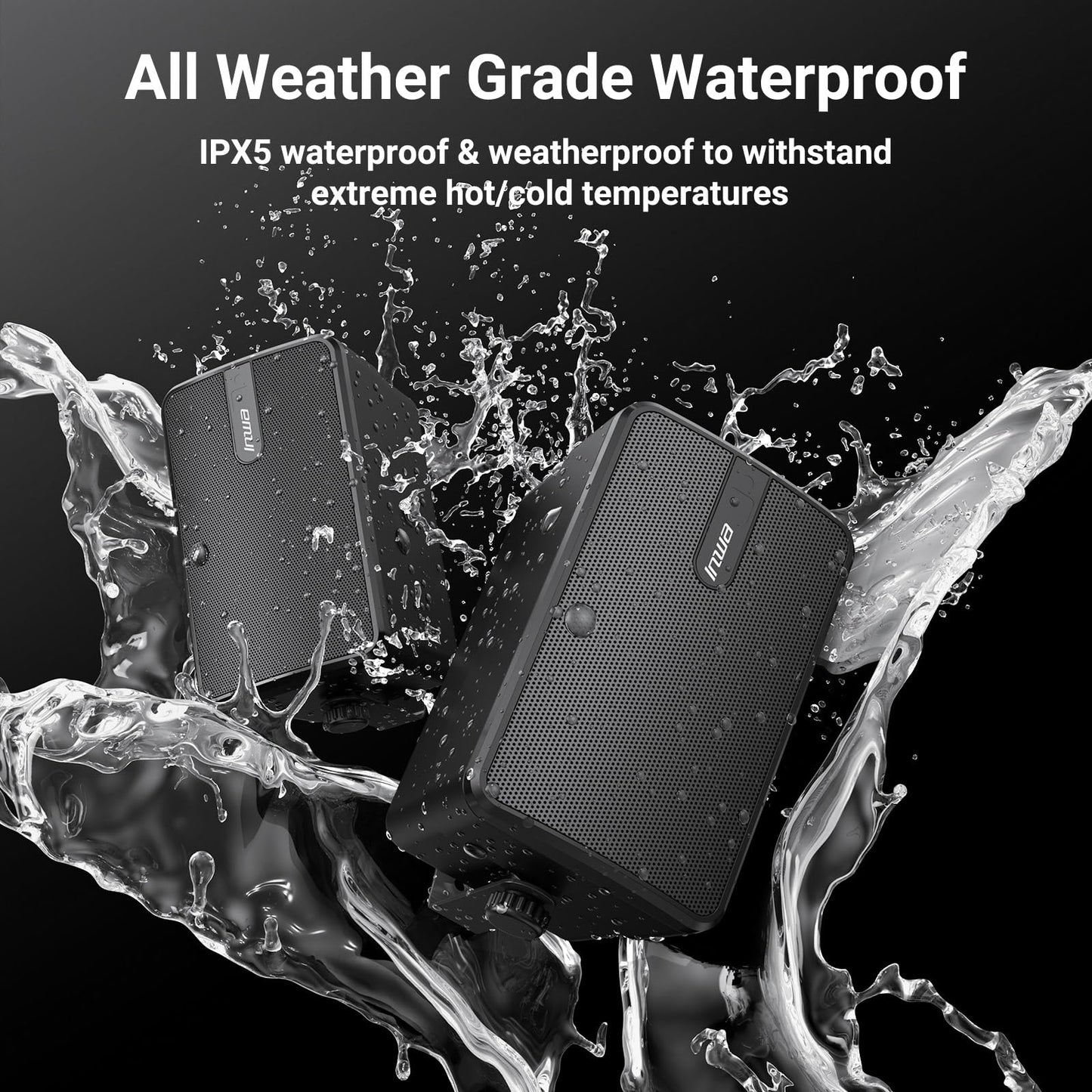 Inwa Outdoor Bluetooth Speakers, Active Passive Wall Mount Speaker, Waterproof Wireless Indoor/Outdoor Stereo Sound System w/Aux in, Suitable for Patio/Porch/Gazebo/Garage(MZ-650, Pair)