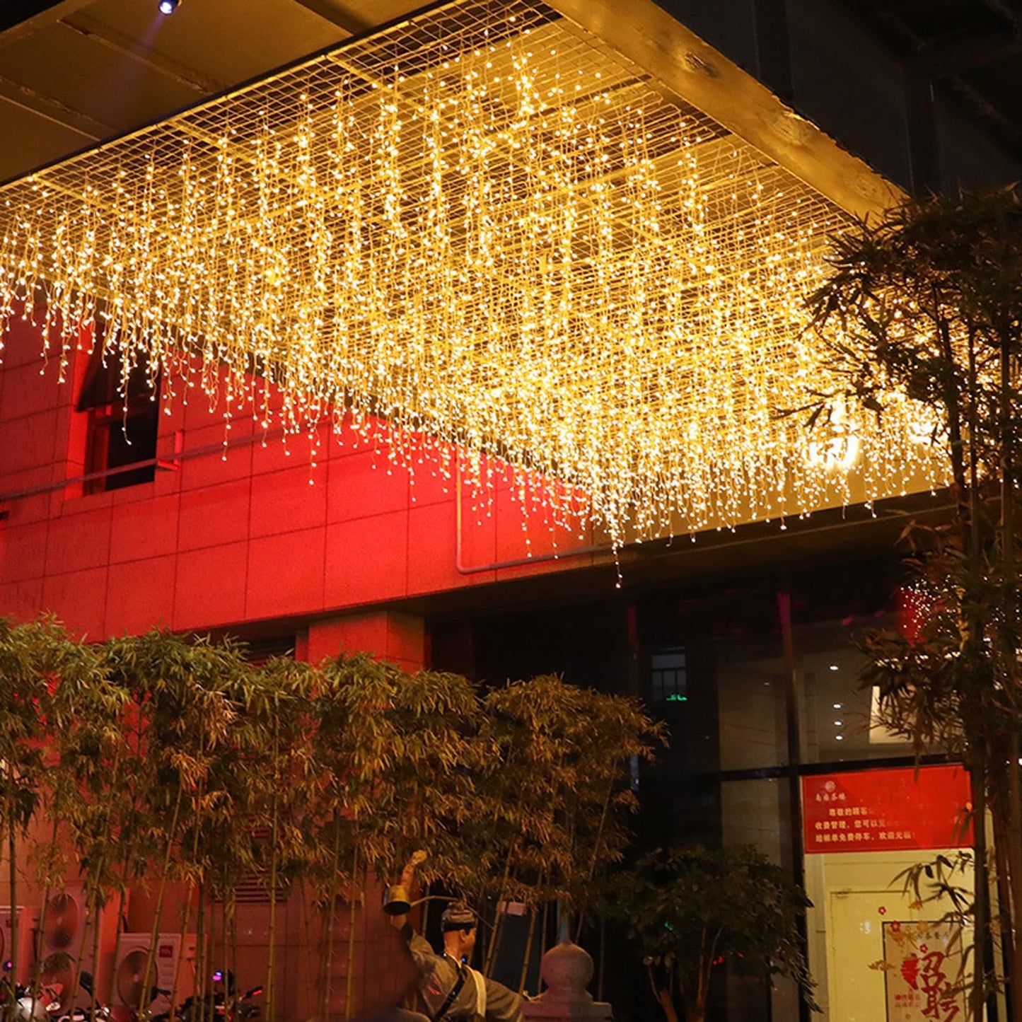 FATONESA LED Icicle Christmas Lights, 16.4FT 216 LEDs Fairy Extendable Curtain 8 Modes Dangling Twinkle Novelty Hanging String Lights for Ceiling Garden Party Decorations, Warm White 5M