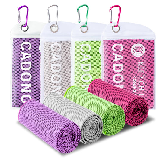 4 Pack Cooling Towel (40"x12"), Soft Breathable Chilly Towel, IceTowel, Microfiber Towels for Yoga, Sport, Running, Workout,Gym, Camping, Fitness, Workout & More Activities(Multicolor)