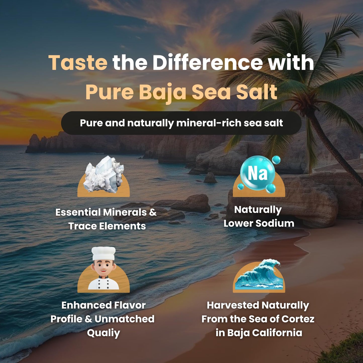 Pure Sea Salts Baja Mineral Sea Salt, Natural Grain, 0.6 lb. 100% Organic, Unrefined, Mineral-Rich, Low Sodium, for Cooking, Finishing, Hydration & Grinders – Hand-Harvested from the Sea of Cortez