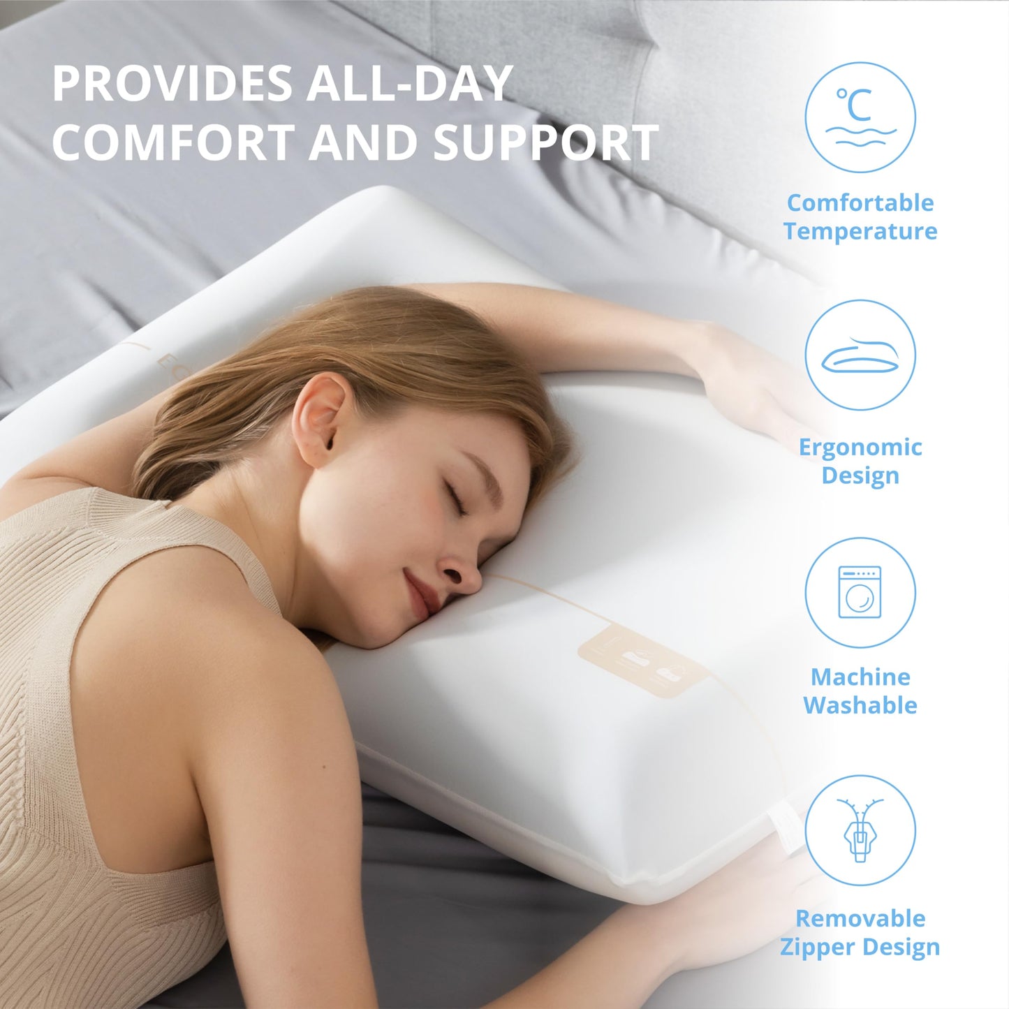 Memory Foam Pillows, Bed Pillow for Sleeping, Cooling Pillows for Neck and Shoulder Pain, Soft Pillow for Side Sleepers, Standard Pillow Cube, Back Neck Support Pillow for Bed (1 Pack, 4" H)