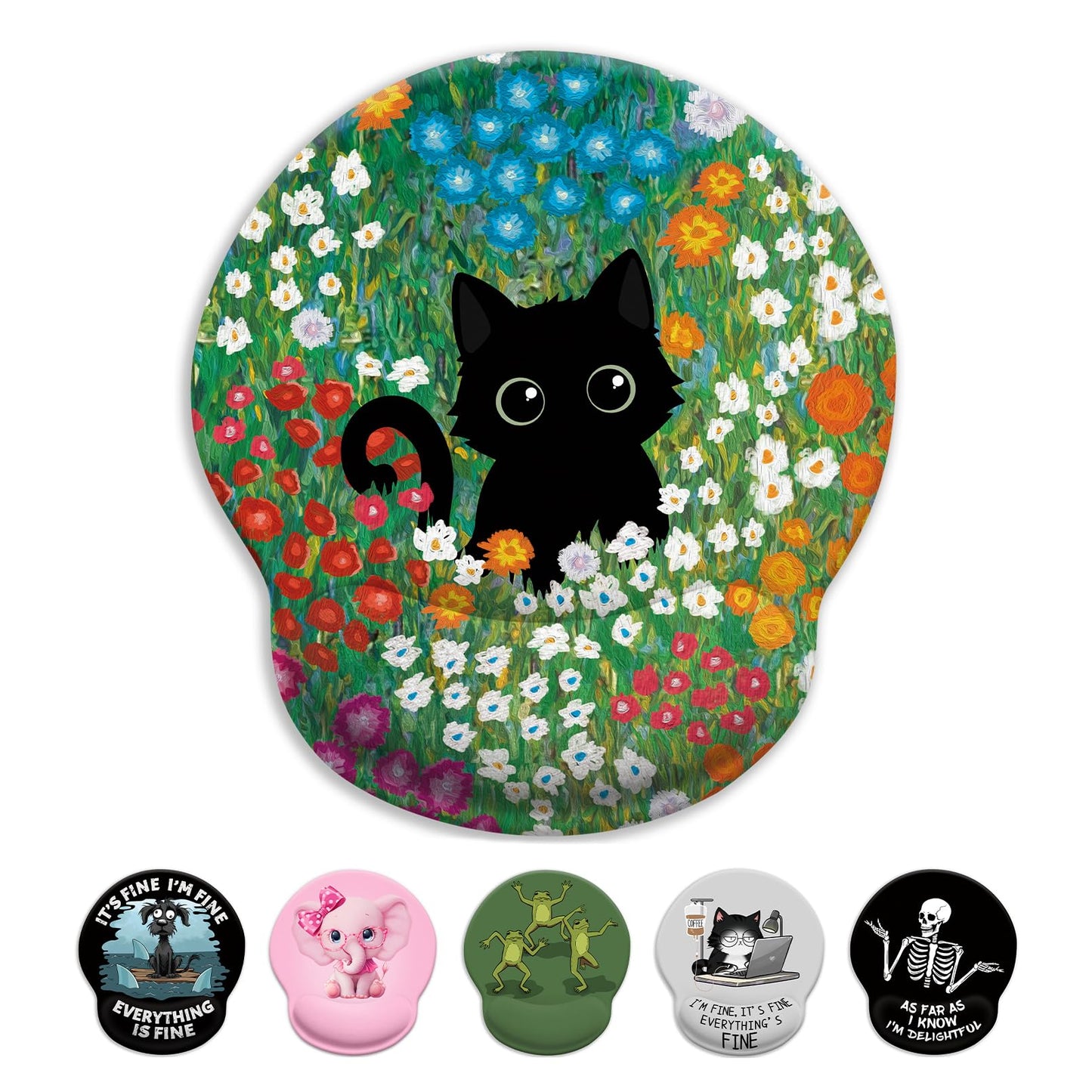 Cat Ergonomic Mouse Pad with Wrist Rest, Gaming Mouse Pad with Wrist Support, Funny Mouse Pads for Desk, Computer Mousepad with Non-Slip Pain Relief PU Base, Cute Office Desk Accessories