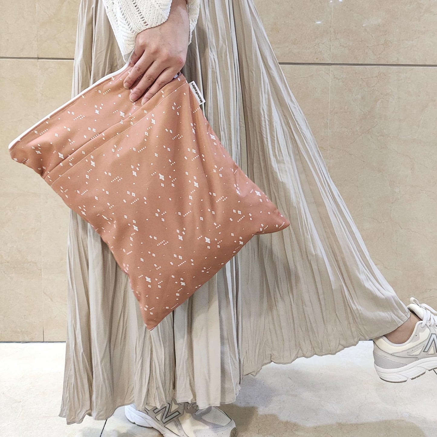 Mama Koala Waterproof Wet Dry Bags for Baby Items, Cloth Diapers, Swimsuits, Travel, Gym Clothes, Beach, Pump Parts, Toiletries, Two Zippered Pockets, 2 Pack (W016)