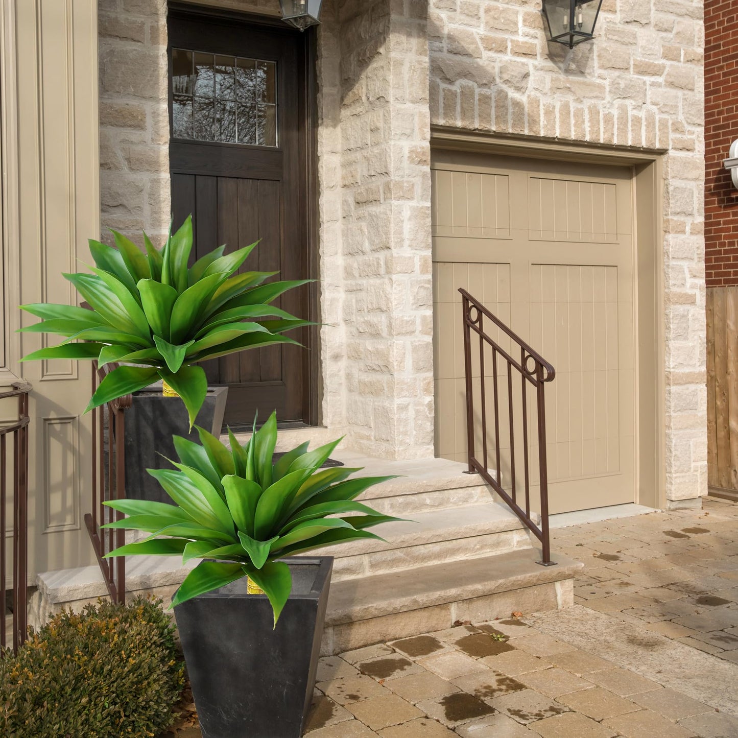 ENALGRE Artificial Flowers for Outdoors Artificial Agave Fake Plants Faux Agave Artificial Plants Outdoor Fake Flowers Outdoor Faux Plants Indoor Uv Resistant Artificial Plants 28''(Green 2pcs)